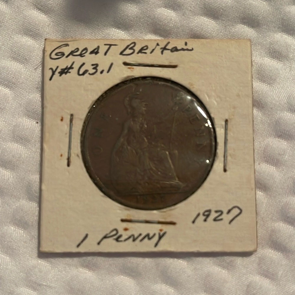 1927 UK Great Britain 1 One Penny King George V Large Bronze Coin 63.1
